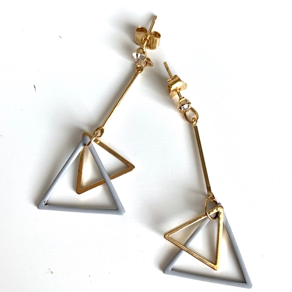 Japanese Geometric Triangle Drop Dangle Earrings